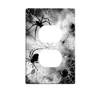Halloween Spider Light Switch Cover Plates/Outlet Covers, Black White Creepy Spiders for Home Decor, Thermoplastic Wall Plates, Standard Size Single Duplex Outlet