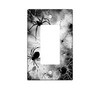 Halloween Spider Light Switch Cover Plates/Outlet Covers, Black White Creepy Spiders for Home Decor, Thermoplastic Wall Plates, Standard Size Single Rocker