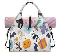 Halloween Spider Pumpkin Sports Duffel Bag for Women Men Halloween Cat Eyes Weekend Overnight Bag with Shoe Compartment Shoulder Tote Luggage Bag for Yoga Gym Travel