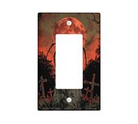 Halloween Spider Switch Cover Plates, Red Moon Graveyard for Wall Decor, Thermoplastic Wall Plates, Standard Size Single Rocker