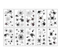 Halloween Spider Tattoo Temporary Face Decals Waterproof Horror Prank Props Stickers 10PCS