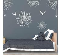 Halloween Spider Wall Decals Halloween Spider Web Bat Patterns Wall Stickers Peel and Stick Removable Decals for Halloween Theme Party Decorations
