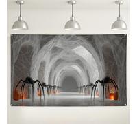Halloween Spider Web Backdrop, Creepy Haunted House Decorations, Spooky Indoor/Outdoor Photo Background for Halloween Party Supplies 71x43 Inch