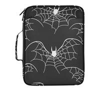 Halloween Spider Web Bat Document Folder Includes Zip Pocket 1.5 Inch 3 Ringing School Zipper Binder with Zipper Closure for Office Supplies