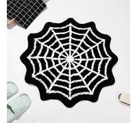Halloween Spider Web Bath Mat for Bathroom Rugs Non Slip Machine Washable,Gothic Cute Black White Round Circle Bath Mat Non Slip Cartoon Round Shaped Bathtub Rug Bathroom Tub Plush Shower Rugs