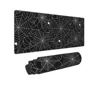 Halloween Spider Web Black White Mouse Pad XL Extended Mouse Mat, Non Slip Rubber Base Stitched Edge Gaming Pc Table Large Mice Pad 31.5 X 11.8 Inch