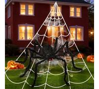 Halloween Spider Web Decoration, Giant Spider Outdoor Decorations with 20Mini Fake Spiders, Halloween Stuff for Indoor Outdoor Porch Yard, Scary Haunted House Décor, Halloween Party Props