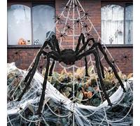 Halloween Spider Web Decorations 60'' Giant Halloween Spider 16.4x16ft Triangular Spider Cobwebs 40g White Spiderwebs 20pcs Small Spiders Set for Halloween Decorations Indoor Outdoor Yard Lawn