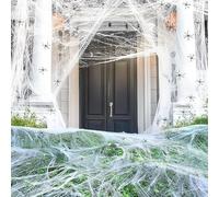 Halloween Spider Web Decorations Set Elastic Spider Web Realistic Spiders Halloween Decoration for Halloween Party Garden Scary Decoration Indoor Outdoor 40 g White Cotton + 20 Black Spiders