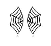 Halloween Spider Web Earrings for Women Funny Black Gothic Statement Spider Web Cartilage Earring Halloween Party Costume Accessories Jewelry, S, Alloy Steel, No Gemstone