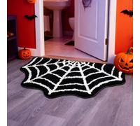 Halloween Spider Web Gothic Rug, 15.7x23.6in Spiderweb Black Bath Mat, Non Slip Absorbent Machine Washable Area Rug Spooky Matt, Spiderman Area Rugs for Bathroom Living Room Door