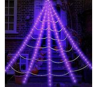 Halloween Spider Web Lights, 16.5FT 250 LED Light Up Spider Web Decoration Outdoor & Indoor Halloween Decoration, Halloweens Festival Theme Decoration Prop, for Home Garden Window Door Party (B)