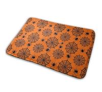 Halloween Spider Web Pumpkin Color Bath Rug Stylish Floor Mats Heavy Duty Bathroom Rug For Kitchen Shower Entryway 40X60Cm