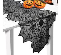 Halloween Spider Web Table Runner, Black Lace - 18 x 72Inch