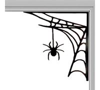 Halloween - Spider Web Verrichte, Wall Frame Sign | Wooden Corner Decoration for the Entrance of the Home with Gothic Inspired Door Details Improvement Festive Setup During Grus