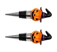 Halloween Spider Web Wine Stopper Metal Resin Bottle Seal Party Pub Kitchen Decor Skull Pumpkin Wine Stopper with Luminous Resin Base & Witch Hat Design for Halloween Essentials