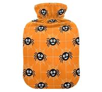 Halloween Spiders Orange Webs Hot Water Bottle with Cover for Pain Relief Feet Warmer for Women, 2L