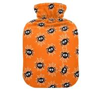 Halloween Spiders Webs Orange Hot Water Bottle with Cover for Pain Relief Bed Warmer Hot Water for Neck, 2L