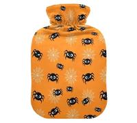 Halloween Spiders Webs Orange Hot Water Bottle with Cover for Pain Relief Feet Warmer for Headaches Back Pain, 1L