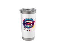 Halloween Splash Art Lips Vampire Fangs Stainless Steel Insulated Tumbler
