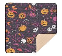 Halloween Spooky Cartoon Pumkin Baby Play Mat for Floor, 50x50 inch Playpen Mat,Thicken Soft Non-Slip Tummy Time Mat for Toddlers and Infants