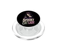 Halloween Spooky Cat Lady Black Women Witchy Gift Bats PopSockets PopGrip for MagSafe