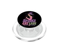 Halloween Spooky Cat Lady Black Women Witchy Gift Bats PopSockets PopGrip for MagSafe