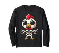 Halloween Spooky Cute Chicken Skeleton Funny Farm Animal Long Sleeve T-Shirt