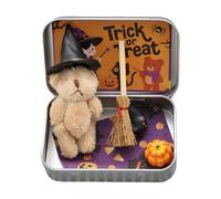 Halloween Spooky Cute Witch Bear in a Box Miniature Trick or Treat Goodie Bag Filler Halloween Decor for Kids Party Home Surprise Gift