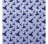 Halloween Spooky Design Novelty Children's Poly Cotton Printed Dress Craft Fancy Dress Fabric Material | 45" - 112 cm (Per Metre, Which Witch White)