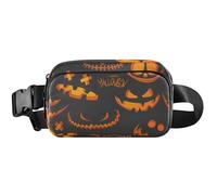 Halloween Spooky Faces Black Fanny Packs for Women Hip Pack Belt Bag Waterproof Pattern Crossbody Waist Bag, Halloween Spooky Faces Black, 8 x 5.3 x 2.3 inch, Funny Cute, Halloween Spooky Faces Black