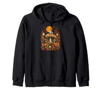 Halloween Spooky Frog On Mushroom In A Enchanted Forest Zip Hoodie