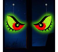 Halloween Spooky Glowing Eyes - Solar Glow in The Dark Eyes Halloween Window Decorations Indoor Outdoor, Scary Light up Eyes Hanging Supply for Window, Wall, Door, Lawn, Yard, Garage, Car