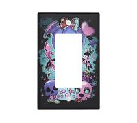 Halloween Spooky Light Switch Cover Plates,Black Gothic Skeleton for Wall Accents,Plastic Wall Plates,Standard Size Single Rocker