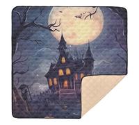 Halloween Spooky Night with Full Moon Large Stylish Baby Playmat for Indoor Outdoor Lightweight Infant Play Activity Mat for Baby Kids Toddlers Infants, 50'' x 50''