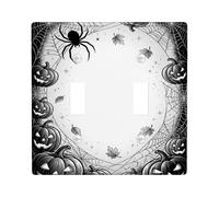 Halloween Spooky Pumpkins Jack-o'-lantern Double Light Switch Cover Plate