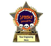 Halloween Spooky Season Trophy Star 90mm Award Antique Gold Pumpkin Ghost Free Engraving - S