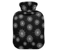 Halloween Spooky Spiderweb Black Hot Water Bottle with Cover for Pain Relief Bed Warmer for Cramps, 1L