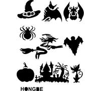 Halloween Spooky Stencil Witch Bat Spider Scary Ghosts Reusable Plastic Craft NO46
