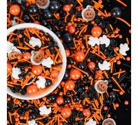 Halloween Sprinkles,150g,Edible Edible Pumpkin Sprinkle for Cake Decorating | Orange Black Pearls and Jimmies,White Ghost,Bat Monster,Cookies,Cupcake Topper,Halloween Children's Party ,Baking Decorations
