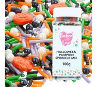 Halloween Sprinkles By Baked With Love | 100g | Orange Pumpkins, Black, White, Purple, & Green Sugar Cake Sprinkles, Edible Cake Decorations, Sugar Shapes For Cupcakes