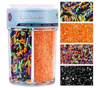 Halloween Sprinkles Edible for Cake Decorating, 8Oz Sprinkles with Black Orange Purple Nonpareils and Jimmies, Eyeball, Black Sugar and Orange Pumpkin for Cupcakes Cookie Ice Cream Baking Topping