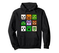 Halloween Square Head Monsters. Pixel Ghost, Zombie, Pumpkin Pullover Hoodie