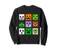 Halloween Square Head Monsters. Pixel Ghost, Zombie, Pumpkin Sweatshirt