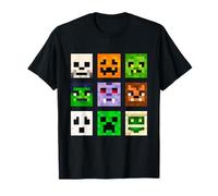 Halloween Square Head Monsters. Pixel Ghost, Zombie, Pumpkin T-Shirt