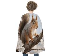 Halloween Squirrel Cherry Tree Cloak Capes Reversible Medieval Cloak Witch Capes for Party Cosplay Masquerade Costumes