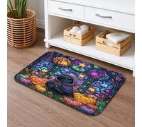 Halloween Stained Glass Quick Dry Bath Mat, Colorful Pumpkin Ghost Decorative Non Slip Shower Mat, Autumn Memory Foam Washable Bath Rugs for Bathroom Toilet Restroom 20x32 Inch