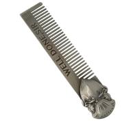 Halloween Stainless Steel Beard Styling Comb, Fine Tooth Metal Scalp | Portable Silver Grooming Tool, Sturdy Stainless Steel Finish, Comfortable Use for Hair Care and Styling