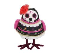 Halloween Standing Bird Figurine, Fabric Ghost Bird Tabletop Decor, Small Bird Figures to Stand As Halloween Birds Decoration - Yard, Garden, Deck, Patio (Red Flower)