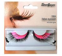 Halloween Stargazer Reusable False Eyelashes - Pink & Black Feather #53
